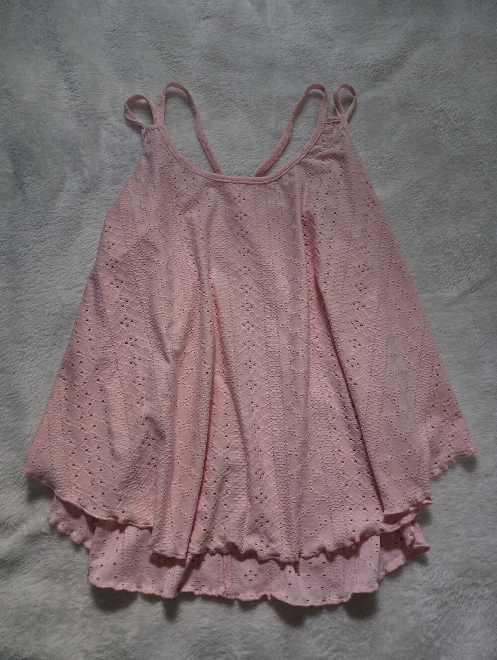 Women's Pink Eyelet Tank Top - Lightweight Summer Layer